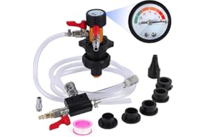 Coolant Vacuum Refill Kit 5 Adapters Coolant Pressure Tester Kit with Pressure Gauge ，Eliminate Trapped Air, Test Radiator & 