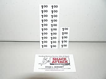 Amazon.com: (25) SNACK VENDING MACHINE $1.00 / $1.05 PRICE LABELS - Free Ship!: Industrial ...