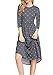 NICIAS Women Polka Dot 3/4 Sleeve Casual Dress Tunic Vintage Loose Swing Pleated Midi Dress with Pockets Grey M