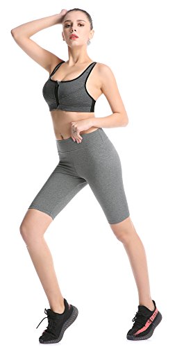 ABUSA Women's Cotton Workout Bike Yoga Shorts - Tummy Control S Gray - Thumbnail 4