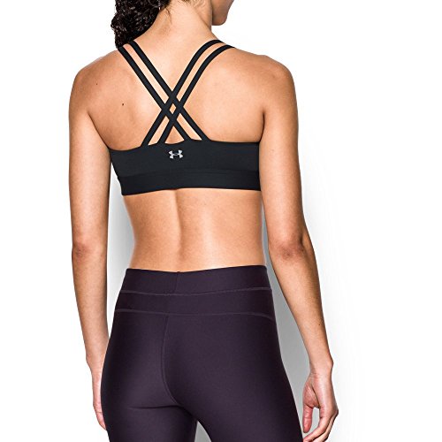 Under Armour Womens Armour Eclipse Low Impact Sports Bra, Black/Metallic Silver, Large