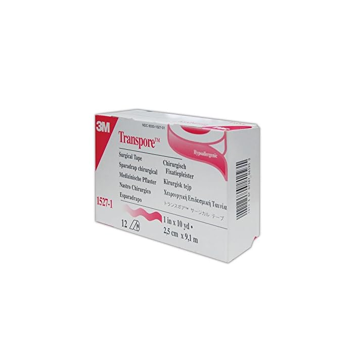 3M 30707387065950 Transpore Surgical Tape, 1" x 10 yd, Clear (Pack of 12)