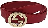 Fashion-Sir88:Fashion leather G belt buckleStyle unisex Business Casual Belt (Red With Gold Buckle, 120)