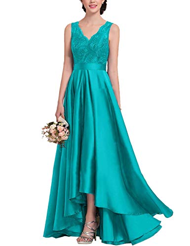 turquoise high low bridesmaid dresses