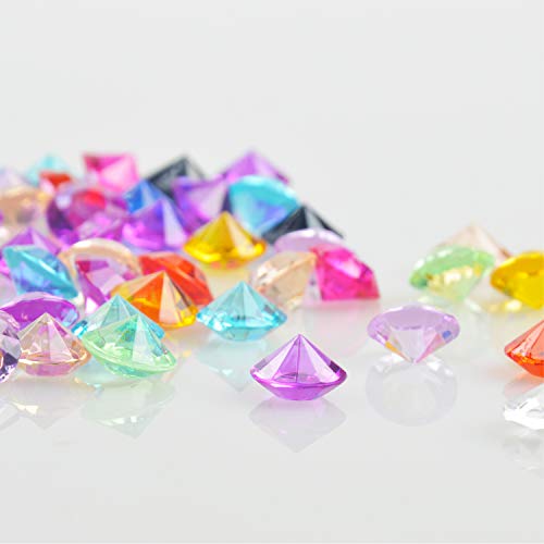 Meching Acrylic Diamonds Crystals 11OZ(1100 PCS) Rainbow Mix Treasure Gems for Table Scatters, Vase Fillers, Event, Wedding, Birthday Decoration Favor, Arts & Crafts