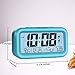 Peakeep Digital Alarm Clock with 2 Alarms for Weekday Mode, Indoor Temperature, Smart Sensor Night Light, Battery Operated Only (Blue)