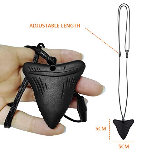 Chewy Necklace Sensory,3 Pack Silicone Shark Tooth Sensory Oral Motor Aids Teether Toys for Autism, ADHD, Baby Nursing or Special Needs- Reduces Chewing Biting Fidgeting for Kids Adults Chewer