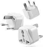 Universal Adapter Type G, Fosmon [CE Certified] USA to UK HongKong International Travel Power Adapter Grounded Wall Converter - White (3 PCS)