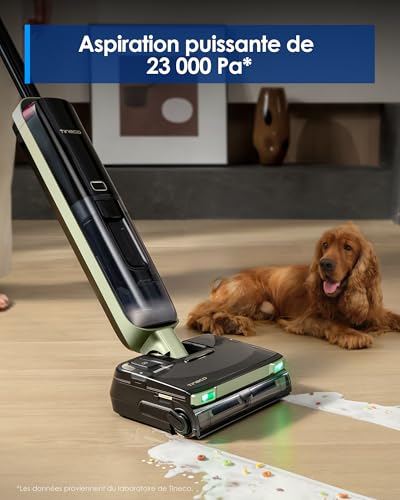 Tineco Floor One S7 Master Vacuum Cleaner, StreakFree Squeegee, Ultra-Thin Thickness of 10 cm, DustReveal Green Lamp at 150°, Suction 23 kPa, FlashDry