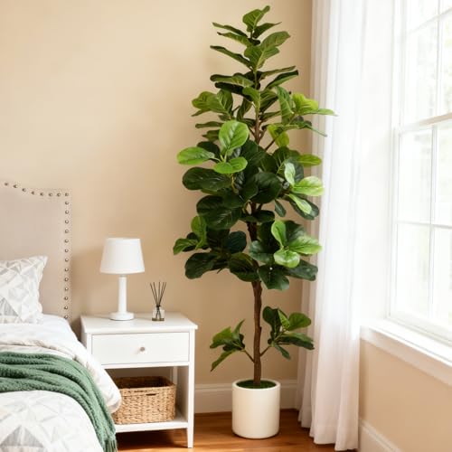 PEPEUNI Árbol Artificial 180CM Planta Artificial Decorativa Hogar, con Maceta Blanca y Musgo Artificial Realista, Ideal para Salones Oficinas Dormitorios