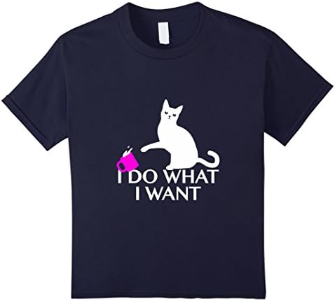 Kids Funny Cat / Kitten T-shirt "I Do What I Want" 8 Navy