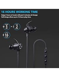 Boltune 5.0 - Auriculares inalámbricos con Bluetooth, sin retraso en la reproducción, 16 horas de tiempo de reproducción, graves más ricos, auriculares estéreo HiFi con micrófono m