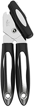 Hicober Manual Can Opener - Professional Portable Heavy Duty Stainless Steel Sharp Blade and Gear - Built in Bottle Opener with Easy Turn Knob and Ergonomic Soft Grips Handles