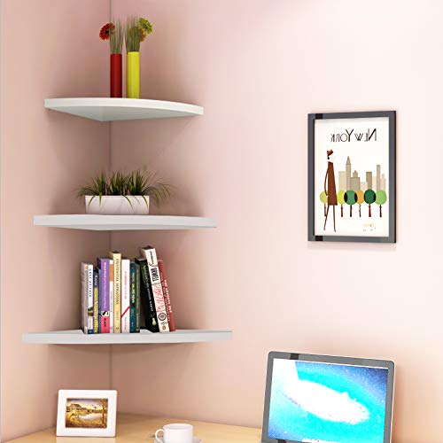 Greensen Corner Wall Shelf for Bedroom White Corner Shelf Wall Mount