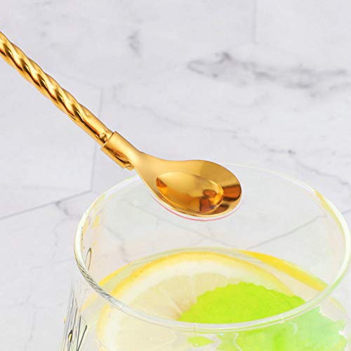 GuDoQi 6 Pack Drinking Spoon Straws 8.5 inch Stainless Steel Reusable Mixing Twisted Straws Spoon Suitable for Coffee Milkshake (Rose Gold) - Thumbnail 6