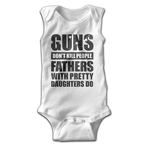 Guns Don't Kill Fathers With Pretty Daughters Do Fathers Day Unisex Baby Sleeveless Bodysuit Romper Playsuit Outfits White