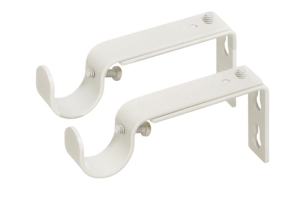 Ivilon Adjustable Brackets for Curtain Rods - for 7/8 or 1 Inch Rods. Set of 2 - Ivory