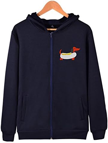 Hot Dog Cute Dog Outdoor Mens Zip Up Hoodie Lightweight Pocket Sweatshirt Pullover Jacket