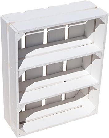 Kistenkolli Altes Land Flache Obstkiste Wilma weiß/Natur/geflammt mit Zwei Einlegeböden/Zwischenbrettern ca 50x40x16cm/ Gewür