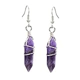 KISSPAT 1 Pair Of Real Natural Quartz Crystal Gemstone Chakra Dangle Earrings