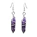 KISSPAT Real Natural Quartz Stone Healing Point Crystal Chakra Dangle Earrings (W-A)