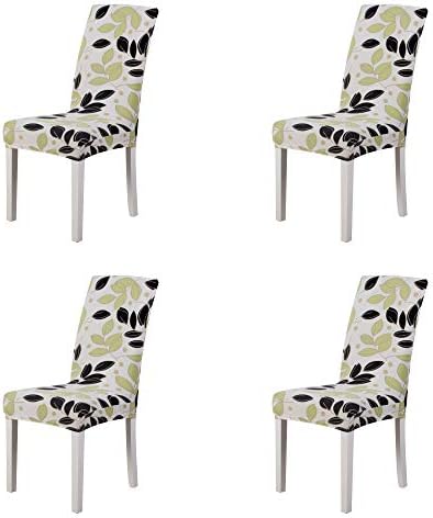 SARAFLORA Chair Covers Stretch Removable Washable Dining Chair Slipcovers Set of 4 Seat Protectors for Wedding Ceremony Party Hotel Living Room, Leaves