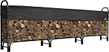 ShelterLogic 12' Adjustable Heavy Duty Outdoor Firewood Rack with Steel Frame Construction and  Water-Resistant Cover