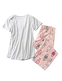 Conjunto de pijama corto para dama con pantalones capri de algodón