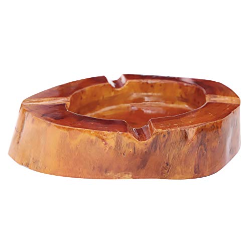 Woho Large Cigar Ashtray for Outdoor Patio, Wooden Ash Tray for Indoor Home Office, Cool Cigar Accessorie and Gift Set for Men(4 Slots, Around 9inch)