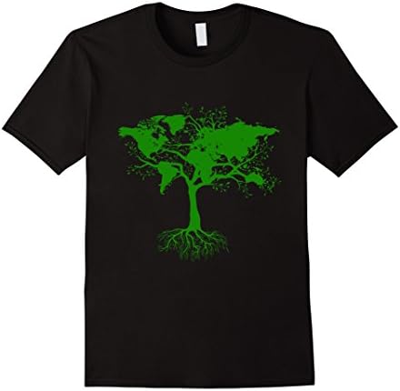 Mens World Map Tree T-Shirt 3XL Black