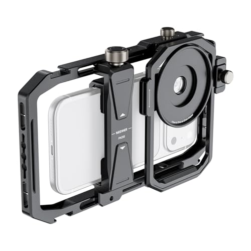 NEEWER Universal Phone Cage Video Rig Stabilizer with 17mm to 37mm & 67mm Lens Filter Adapter Ring Accessories Compatible with iPhone Android Samsung for Video Recording Streaming Photography, PA058