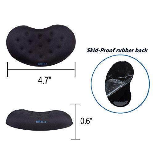 BRILA Ergonomic Memory Foam Mouse Wrist Rest Support Pad Cushion for Computer, Laptop, Office Work, PC Gaming - Massage Holes Design - Easy Typing Wrist Pain Relieve (Black) - Thumbnail 2