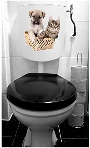 Cat and Dog Bamboo Basket Animal Room Wall Decal Toilet Sticker 19.4 * 22.1Cm