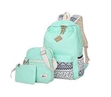 Veenajo Casual Lightweight Canvas Backpacks Cute Dot Bookbag Shoulder Bag School Backpack for Teen