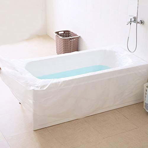 Ultra Large Disposable Film Bathtub Lining Bags for Travel Salon Spa Household and Hotel Bathtub Liner Cover Plastic 5 Pieces