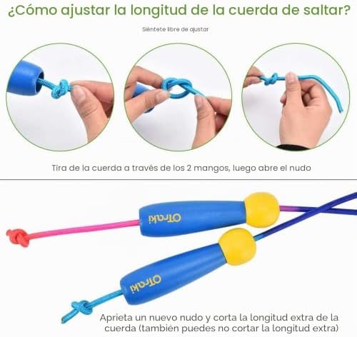 - Corda de saltar, para crianças, adultos, cordas de salto com 2 packs, ajustável, cabo de madeira, antiderrapante, corda de algodão, colorida, salto para rapaz, rapariga, fitness, treino