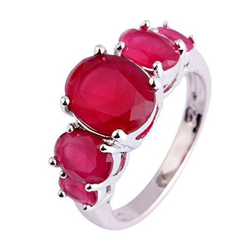 Psiroy Women's 925 Sterling Silver 5cttw Ruby Spinel Filled Ring