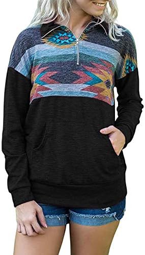 Trancylight Women Long Sleeve Zip Hoodies Floral Printed Sweatshirts Pullover Tops Blouses with Pockets