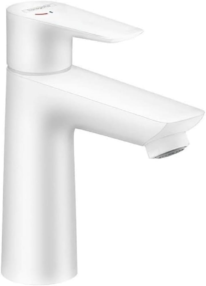 hansgrohe Talis E CoolStart Tap (Tap with Spout Height 110 mm) Single Lever Basin Mixer Without Drainage Fitting Matt White