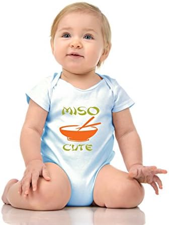 Pure Soul Me So Cute - Funny Miso Soup Japanise Baby Romper Onesie Unisex WARPPED and Protected With A Clear Poly Bag (12-18 Months, Light Blue)