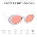 QIFANDI UV400 Clout Goggles Bold Retro Oval Mod Thick Frame Sunglasses (White Frame&Pink Lens)