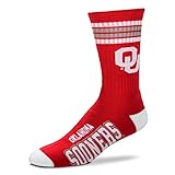 NCAA Oklahoma Sooners 4 Stripe Deuce Socks, Large