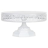 Amalfi Decor 12-Inch Metal Cake Stand, Round Steel Display Pedestal for Wedding Events Birthday Party Dessert Cupcake Plate (White)