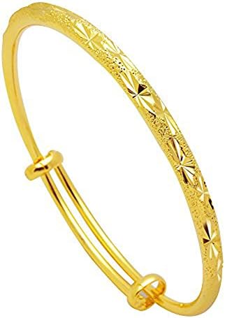 18k Gold Plated Bangle Bracelet Express Your Love to Families, Friends and Lover, Adjustable Bracelets (Style 2)