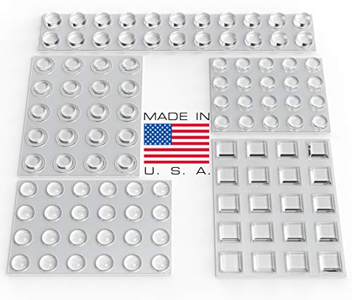 Clear Adhesive Bumper Pads 106-PC Combo Pack (Round, Spherical, Square) - Made in USA - Sound Dampening Transparent Rubber Feet for Cabinet Doors, Drawers, Glass Tops, Picture Frames, Cutting Boards - Thumbnail 7