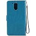 Moto G4 Case, Moto G4 Plus Case, Linkertech [Kickstand Feature] PU Leather Wallet Flip Pouch Case Cover with Wrist Strap & Card Slots for Moto G (4th Generation) / G4 Plus (Blue)
