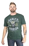 Harley-Davidson Mens Street Machine Engine Flames Mineral Wash Green Short Sleeve T-Shirt (X-Large)