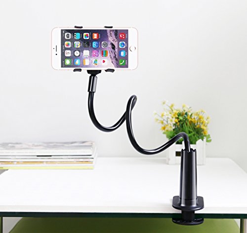 Universal Cell Phone Holder, ZTON Universal Mobile Phone Stand, Lazy Bracket, Flexible Long Arms Clip Mount for IPhone, LG, etc.in Office Bedroom Desktop.(Black) - Thumbnail 6