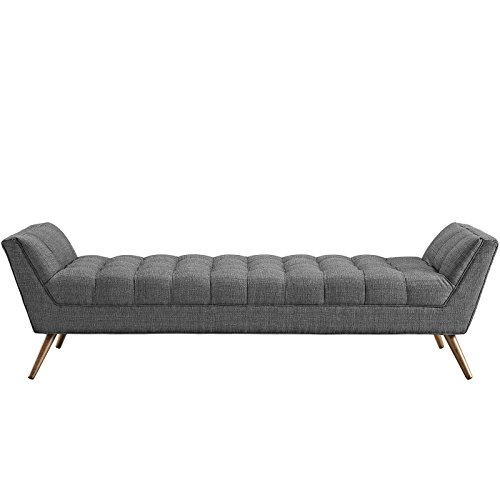Modway Response Mid-Century Modern Bench Large Upholstered Fabric in Gray