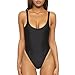 Dixperfect Women's Retro 80s/90s Inspired High Cut One Piece Swimwear Bathing Suit (XL, Black)